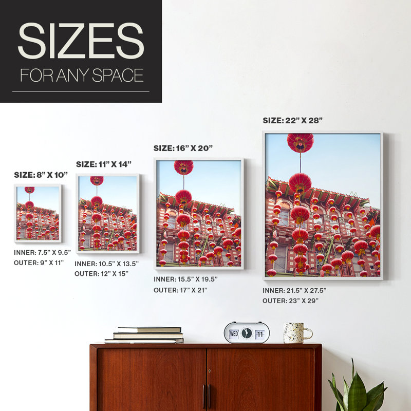 «Lovely Lanterns I», reproduction encadrée - bois massif, Blanc, H 14 po x l 11 po