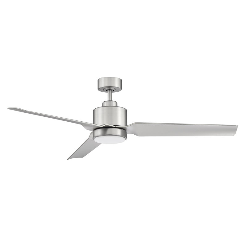 Ameeyah 52" 3 - Blade LED Standard Ceiling Fan in Brushed Nickel with Remote Control and Light Kit Included, Brushed Nickel