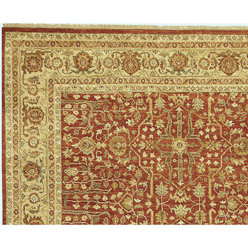 Hand Knotted Wool Oriental Area Rug in Beige/Red/Brown, Rectangle 6' x 9'