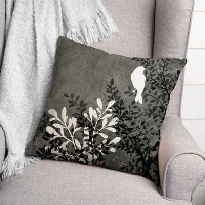  Bird on Branch Outdoor Square Pillow Cover & Insert