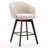 Mid-Century Modern Chenille Fabric Counter Stool, Upholstered Swivel Barstool With Wood Legs, Counter Height Stool with Wingback, Footrest, For Kitchen Island Bar Counter, Beige, Single-1858234491-1855512861