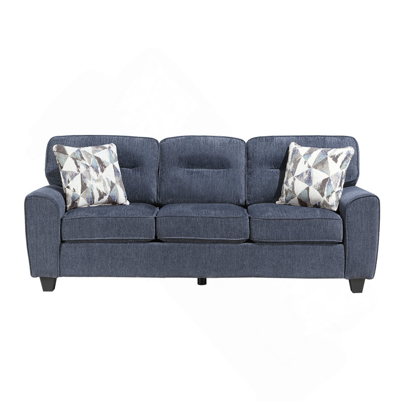 Canapé en chenille durable avec coussins décoratifs et meubles de salon contemporains bleus 1pc