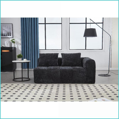 Minimalist Chenille Loveseat Sofa - Compact Sleeper for Living Room Bedroom Apartment | Chenille | Cushion Back | Beige
