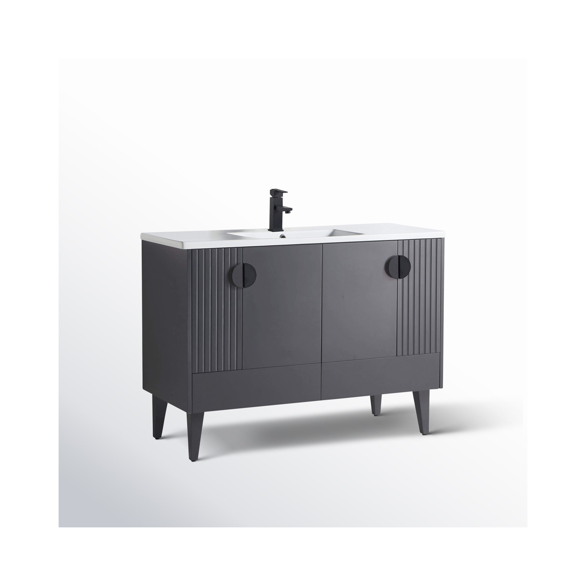Saimah 48'' Single Bathroom Vanity, Rock Gray, Black