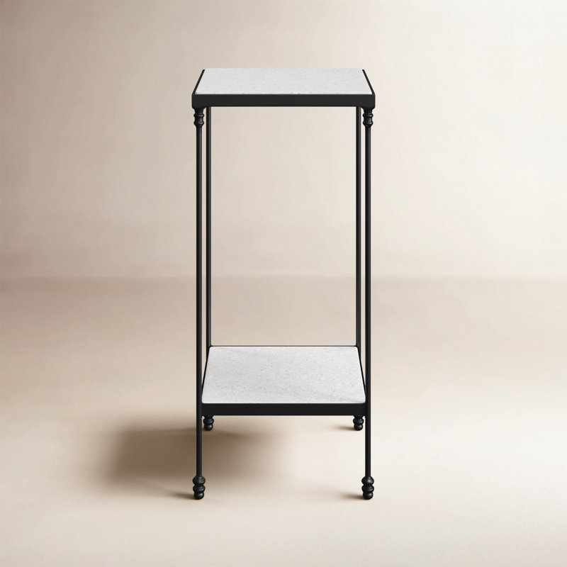 Larkin Marble & Iron Side Table, White Marble/Black