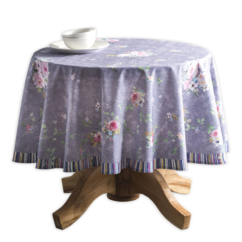 Floral 100% Cotton Round Tablecloth, 63" L x 63" W