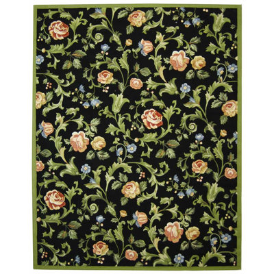 Hollander Hand-Hooked Wool Black Area Rug
