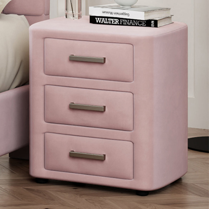Table de chevet en velours avec 3 tiroirs, table de chevet pour la chambre à coucher, tables de bout pour le salon, Rose