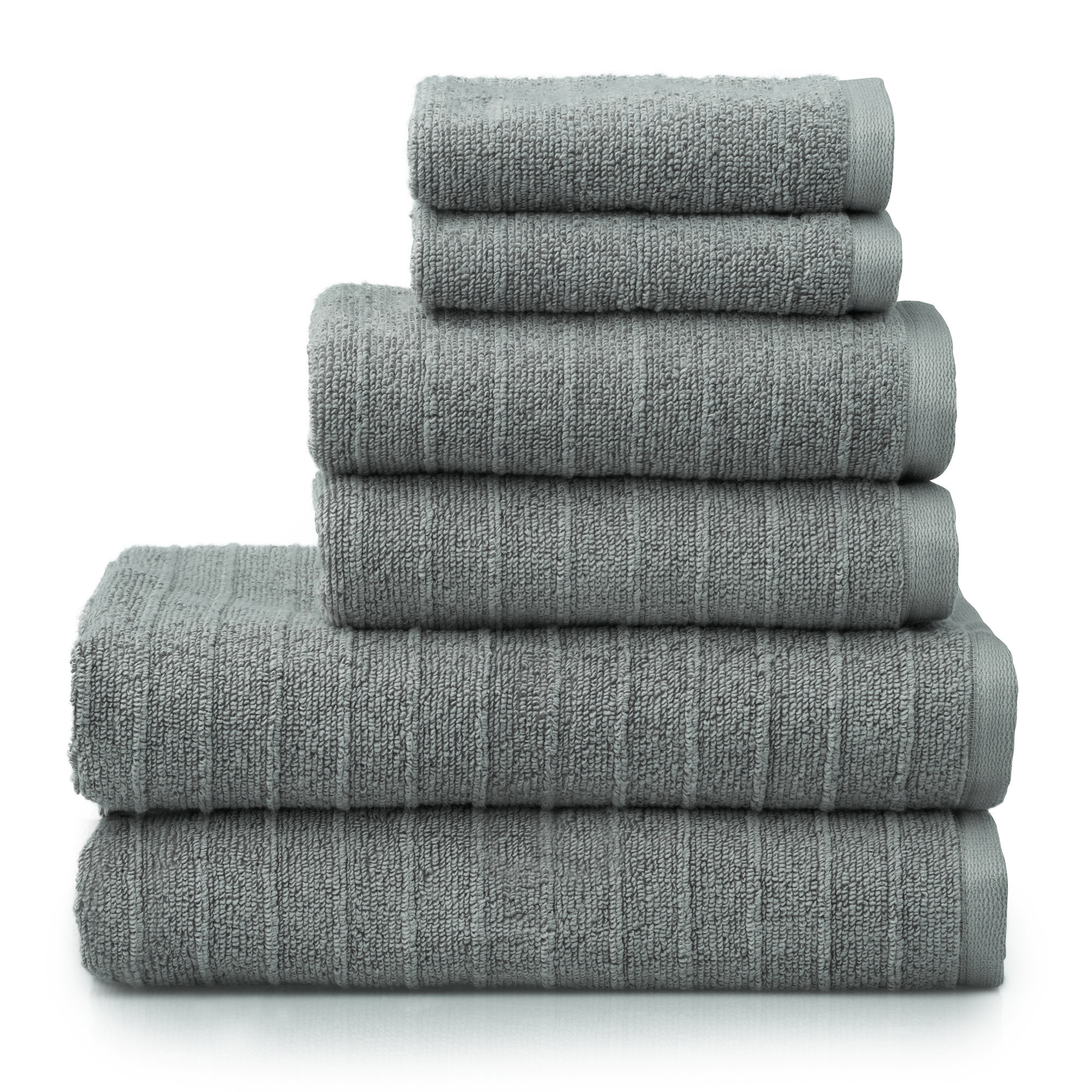 Iva 6 Piece 100% Cotton Towel Set, Gray