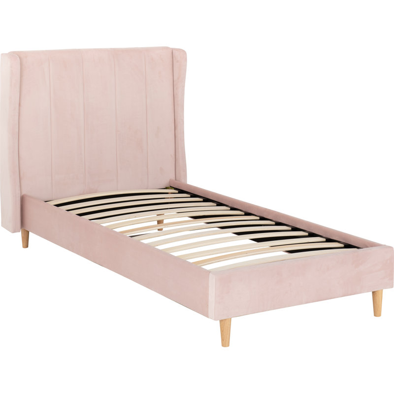 Swithun Upholstered Bed Frame, Pink Velvet, Single (3')