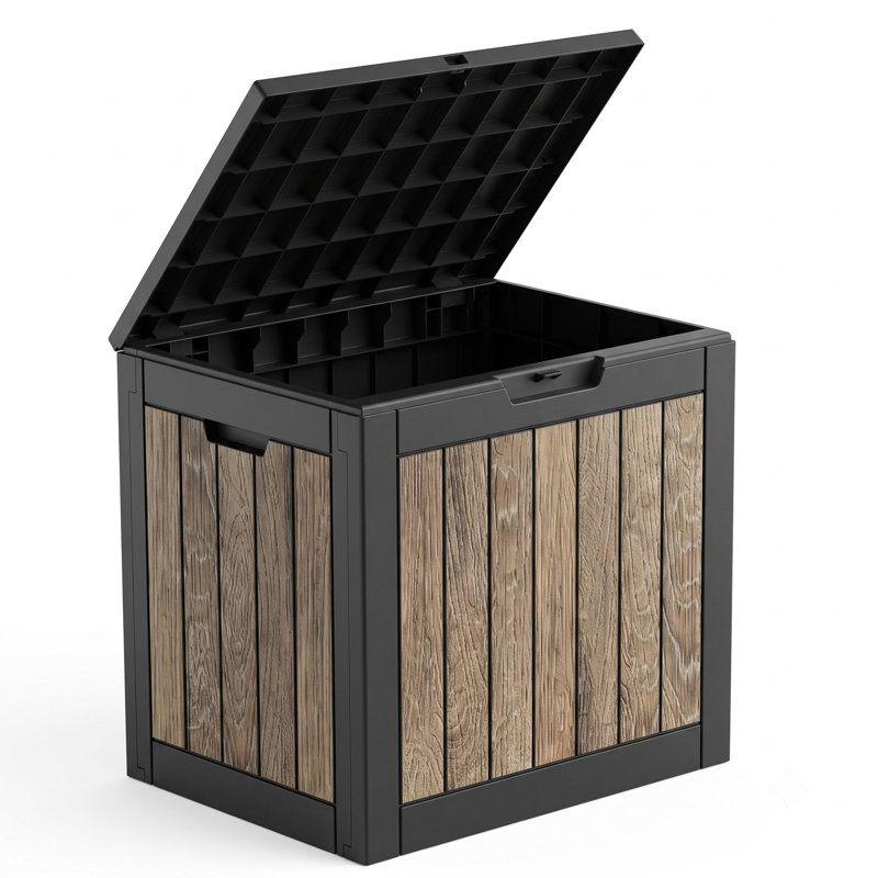 Boîte de rangement extérieure en résine - Embossage de grain de bois authentique