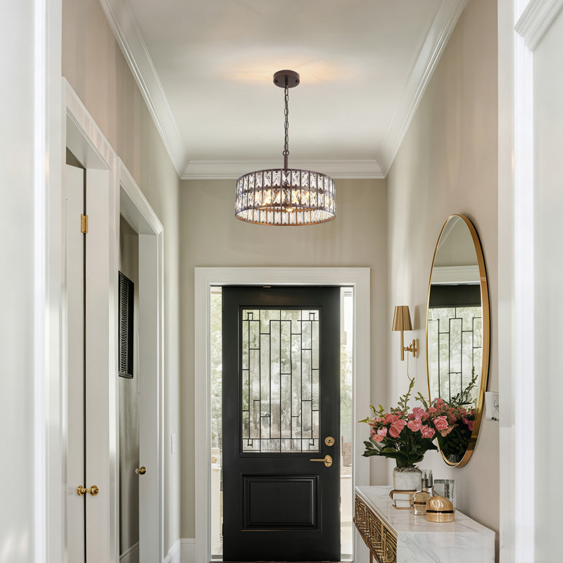 Lustre tambour en cristal 5 lumières Khyryn, Oil Rubbed Bronze