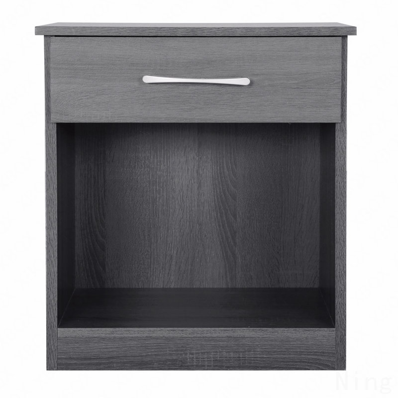 Basic Wooden Bedroom Nightstand, Gray