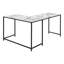 Bureau d'ordinateur, bureau personnel, coin, L 58 po, forme en L, travail, ordinateur portable, stratifié aspect marbre blanc, métal noir, contemporain, moderne