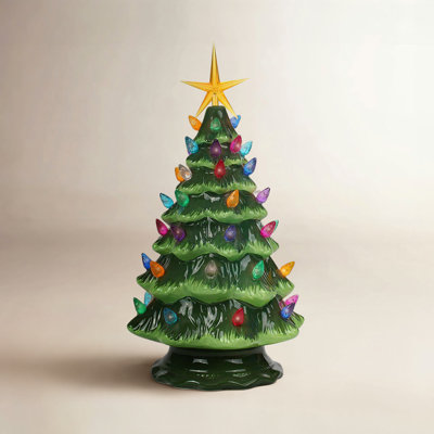 Lighted Ceramic Tabletop Christmas Tree