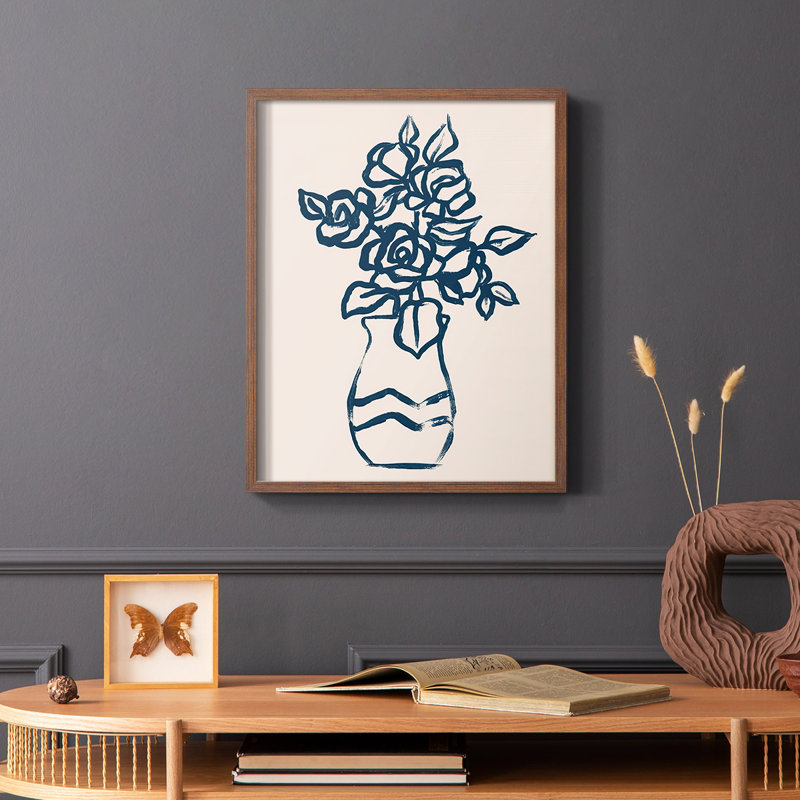 Marine Plant Sketches I, reproduction encadrée - bois massif, H 10 po x l 8 po, Brun