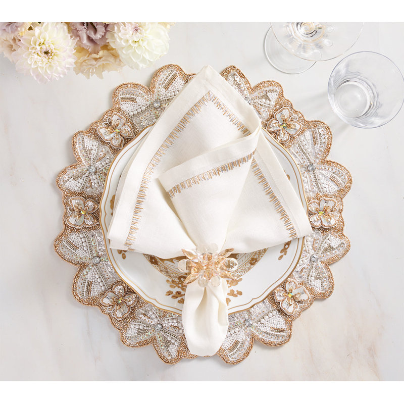 Spectra Napkin Ring Set, Champagne/Crystal