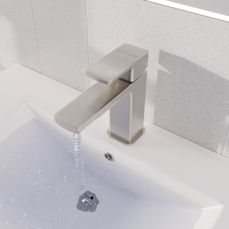 Robinet pour salle de bain à poignée simple Eviva Lux, Nickel brossé