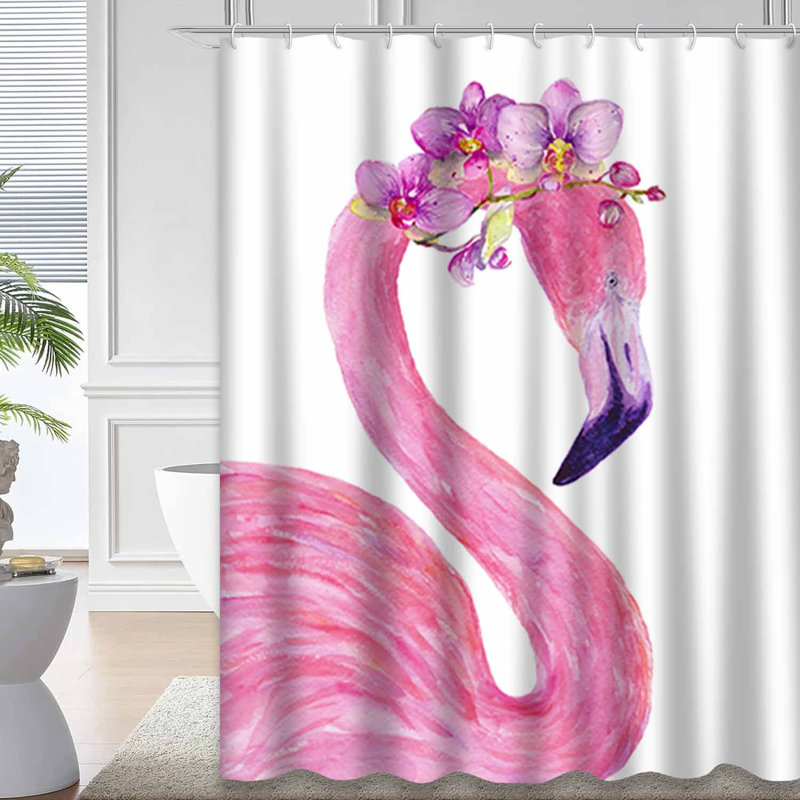 Aquarelle, flamant rose, fleurs exotiques, art abstrait avec 12 crochets, L 72 po x l 84 po