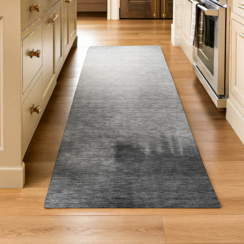 Premium Machine Washable Mayfield AMF2420 Ombre Rug, Gray, 2'3" x 7'6" Runner