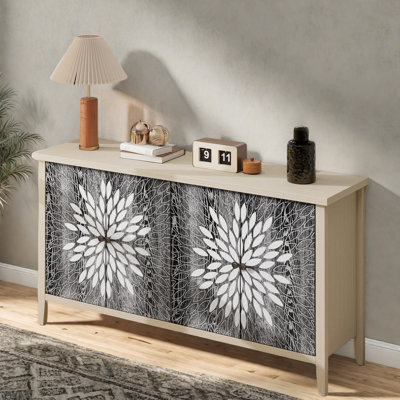 4-door Sideboard With Adjustable Shelves And Exquisite Creative Carving