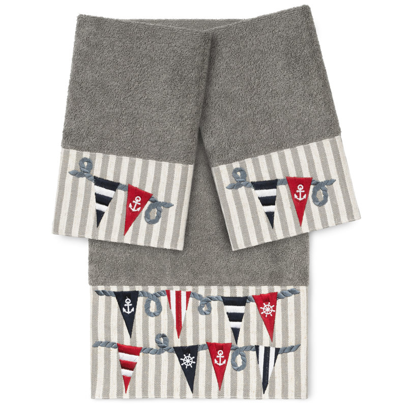 Ensemble de serviettes 100% coton turc Ethan 3 pièces, Gris foncé