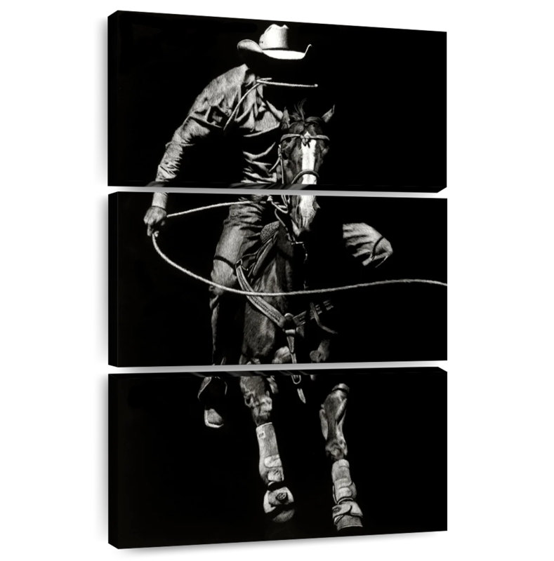 Lelar Scratchboard Rodeo VIII, 57" H x 36" W