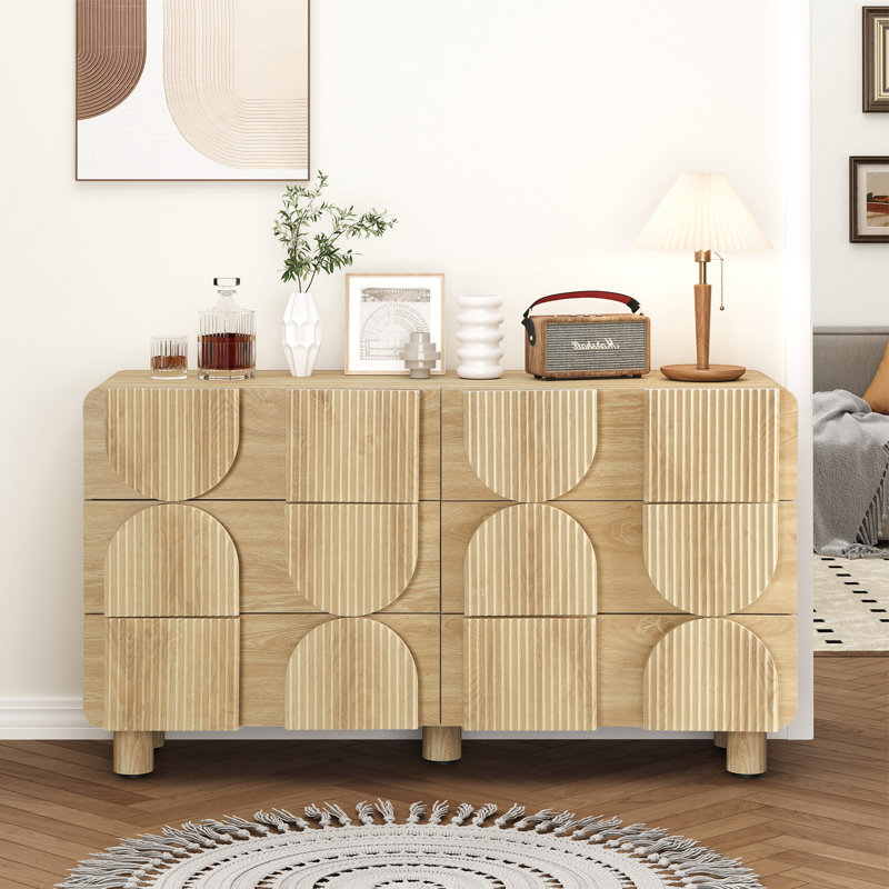 Commode double moulée à 6 tiroirs (l 53,2 po), Jaune