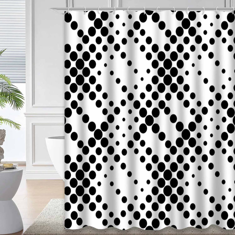 Rideau de douche monochrome abstrait blanc demi-teinte avec 12 crochets, L 72 po x l 72 po