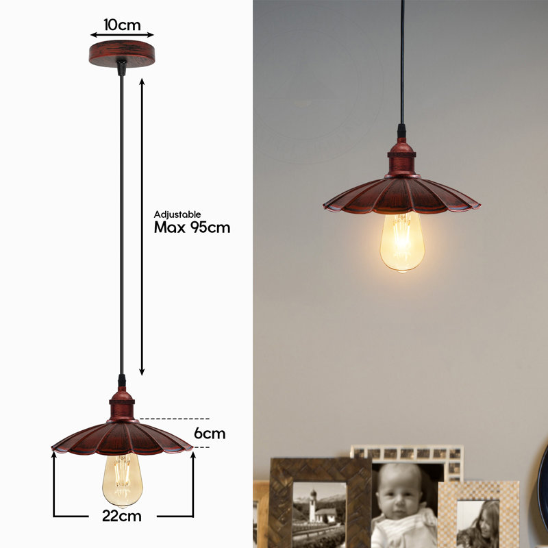 Contreras 1 - Light Painted Dome Pendant, Yes, LED, Rustic Red