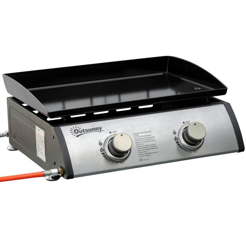 Barbecue au gaz liquéfié à 2 brûleurs, barbecue portatif, argent