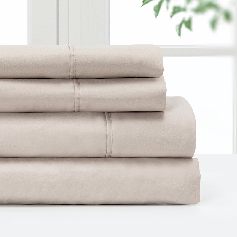Ensemble de draps Pointehaven en microfibre douce et profonde, à poches profondes, Twin Extra Long, Ivoire