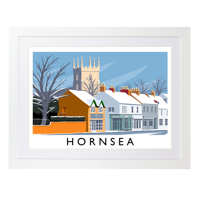 Hornsea (Snow) - Print, 30cm H x 40cm W x 3cm D, White Framed