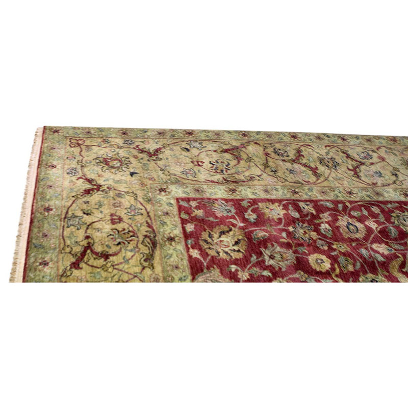 Tapis unique vin / or noué à la main 9 pi 1 po x 11 pi 11 po