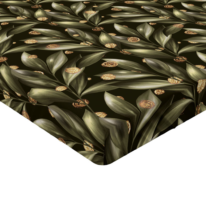 Drap-housse Ambesonne, Drap-housse pour lit simple TG, Vert olive pâle / floral