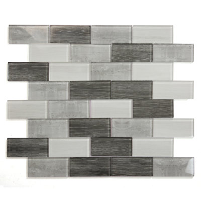 Carrelage mural gris brique en verre brillant 12 po x 12 po
