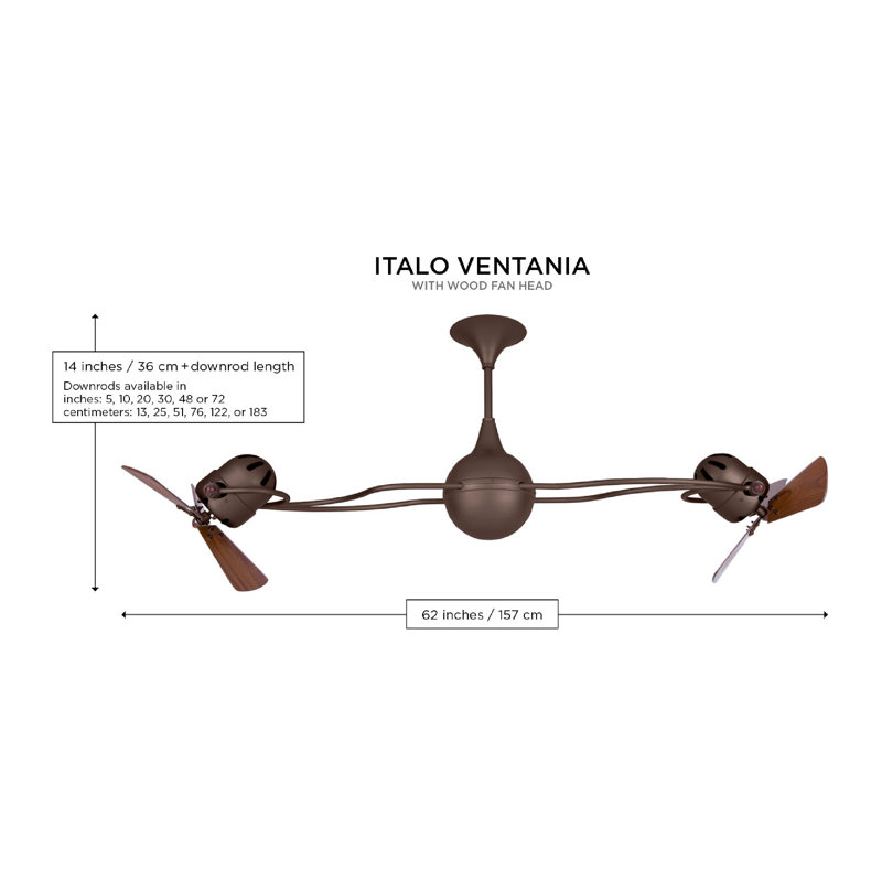 62" Italo Ventania 3 Blade Ceiling Fan, White