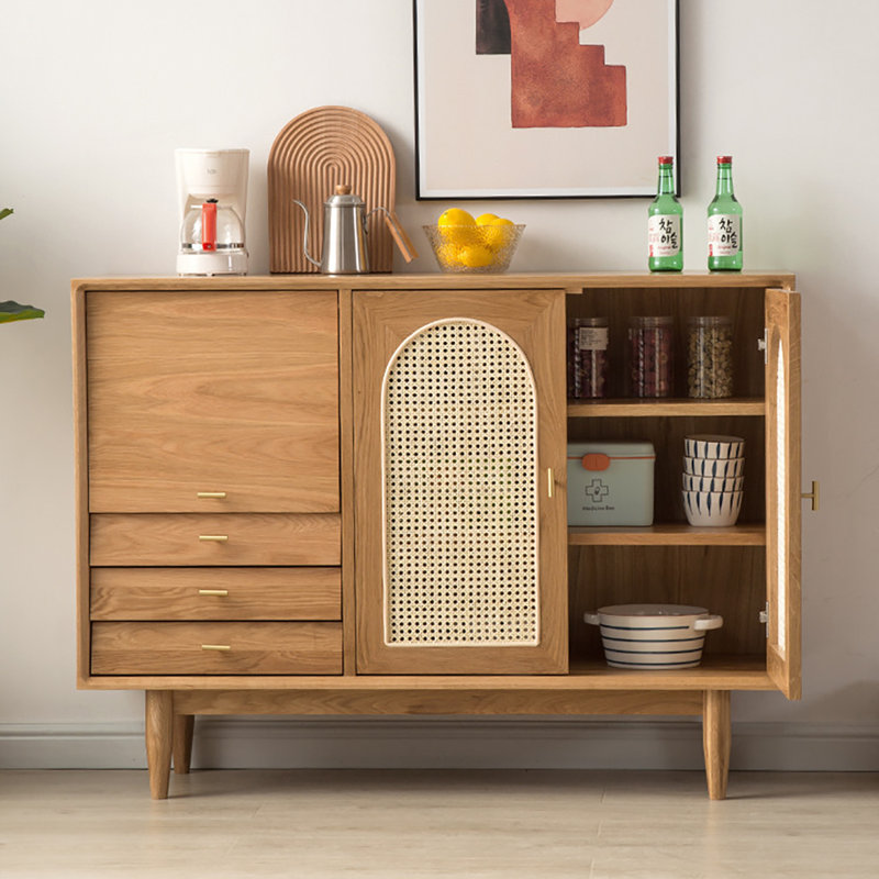 Buffet nordique japonais en rotin simple, H 37,4 po x l 47,2 po x P 15,7 po