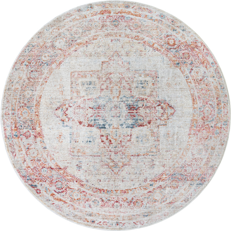 Tapis à motif oriental multicolore Glass, Rond 3 pi 10 po
