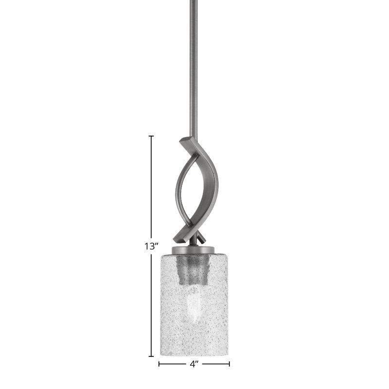 Mini-luminaire suspendu Unia suspendu en finition graphite avec verre fumé de 4 po, Fumée