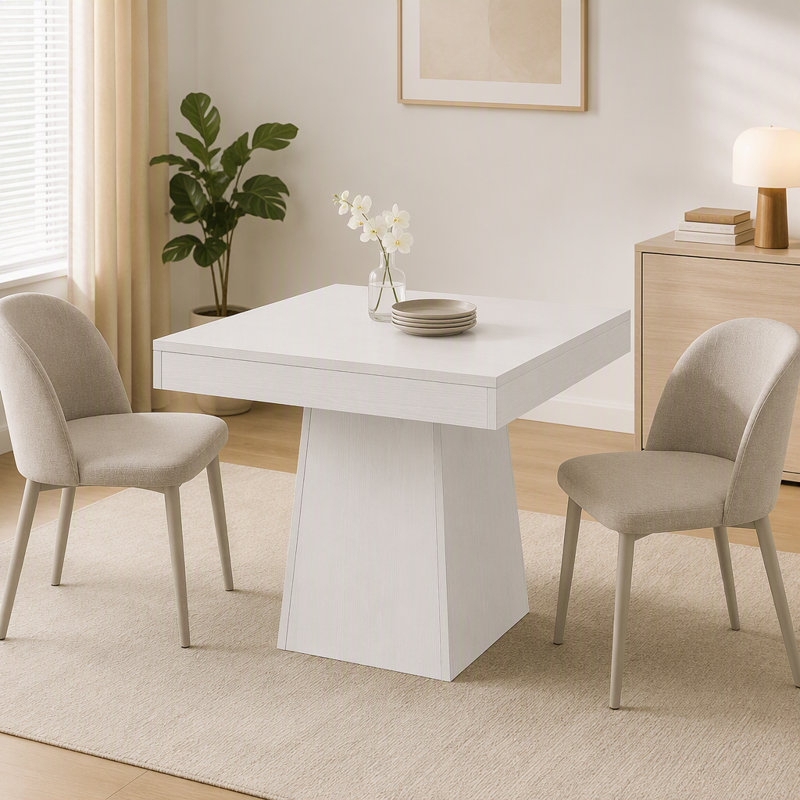 Table de salle à manger carrée de style campagnard pour 4 personnes, table de cuisine avec finition en bois gris, cuisines