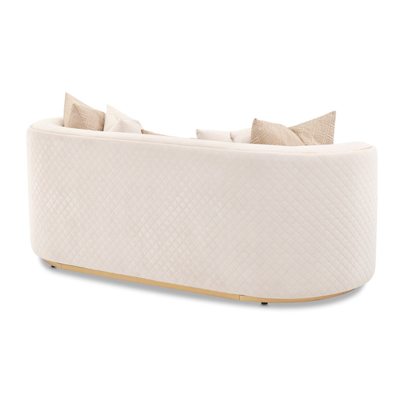Ariana 83'' Velvet Round Arm Loveseat, Beige, 31" H x 83" W x 35" D