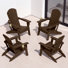 Set of 4 Folding Adirondack Chairs, Wood Texture, Cup Holder, All-Weather HDPE