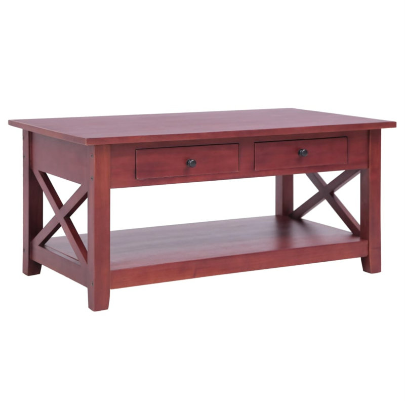 Castello Solid Wood Frame Single Coffee Table with Storage, Brown