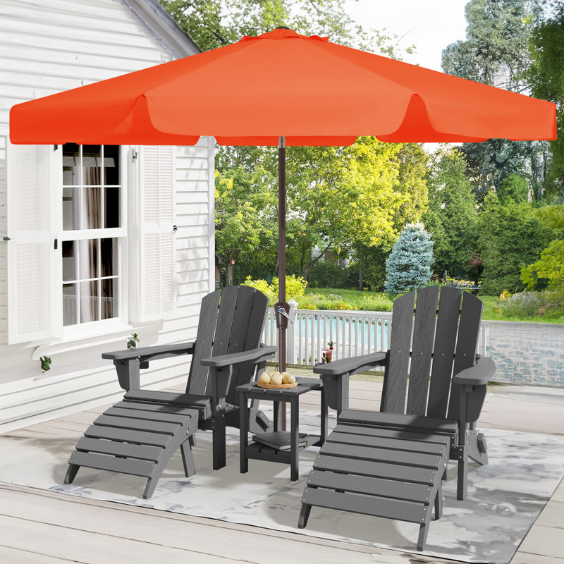 Parasol de marché pour patio extérieur, Orange, H 100 po x l 120 po x P 120 po