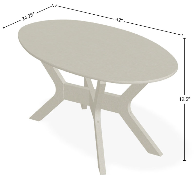 Table basse d'extérieur 24 "x 42" en polymère de qualité marine, Gris / tempête