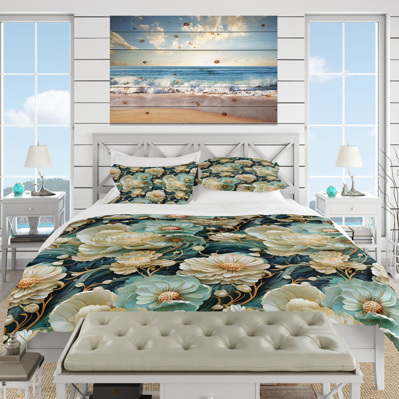 Ensemble de housse de couette Flower Oceanic, Housse de couette pour très grand lit et 2 très