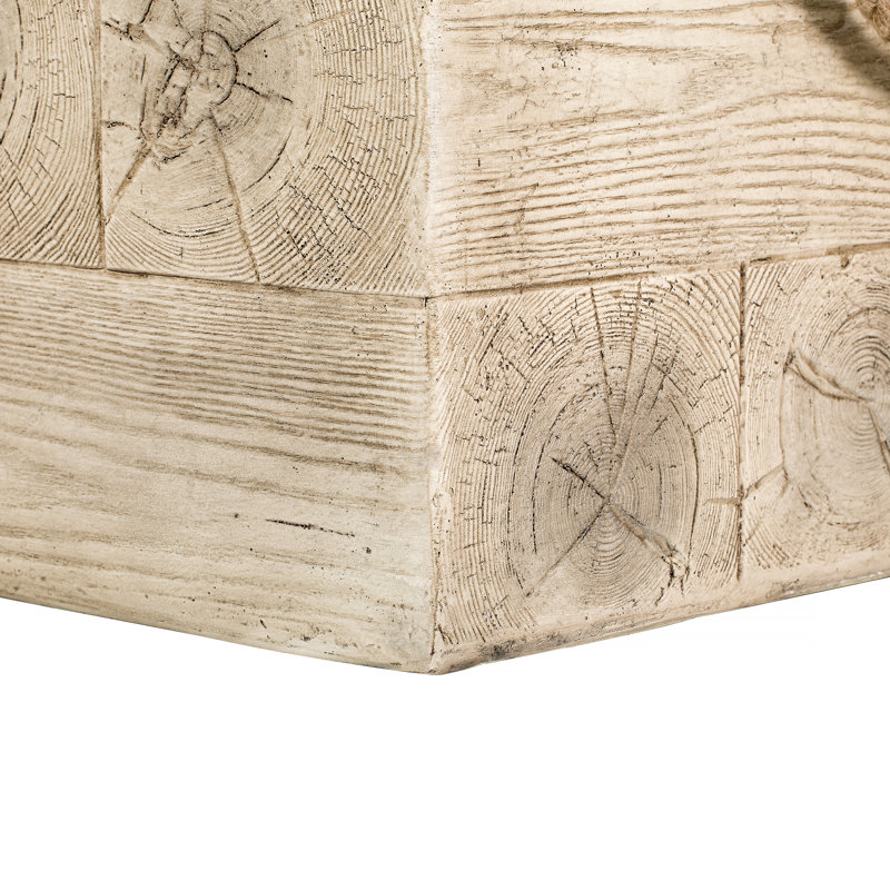 Table d'appoint d'extérieur carrée en grain de bois MGO avec corde tressée simulée - Table de bout intérieure rétro pour la maison et le patio