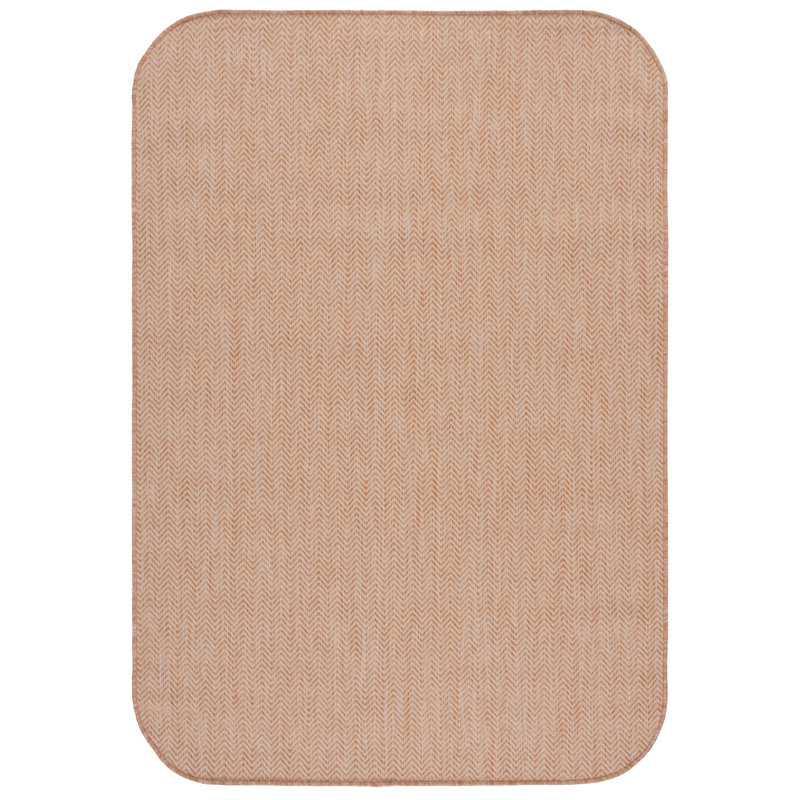 Arneshia Beige Indoor/Outdoor Area Rug, Rounded Rectangle 5'3" x 7'7", Beige