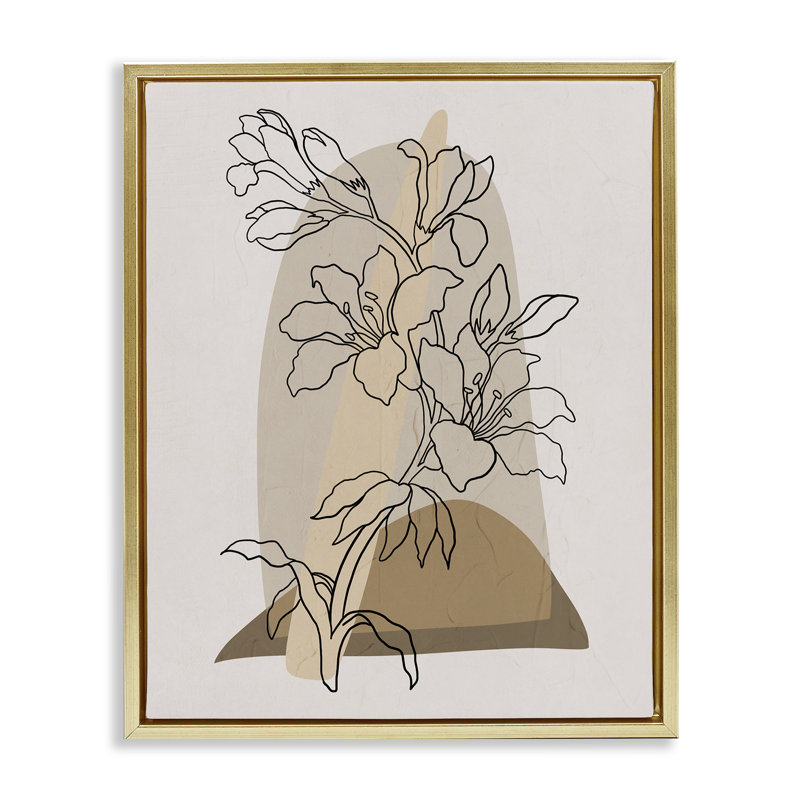 «Boho Lily Impression» par Regina Moore, Cadre flottant métallique doré, H 21 po x l 17 po